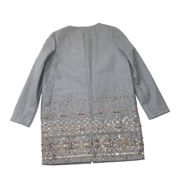 NWT J.Crew Collection Embellished Cocoon Coat in Gray Beaded Wool Topcoat 8 - Picture 9 of 14